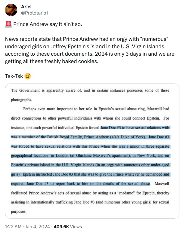 An X (Twitter) post from @Prolotario1 - Ariel