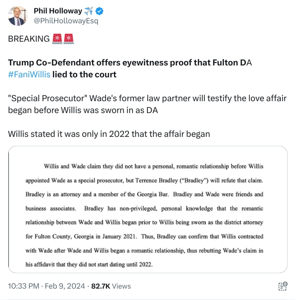 An X (Twitter) post from @PhilHollowayEsq - Phil Holloway ✈️