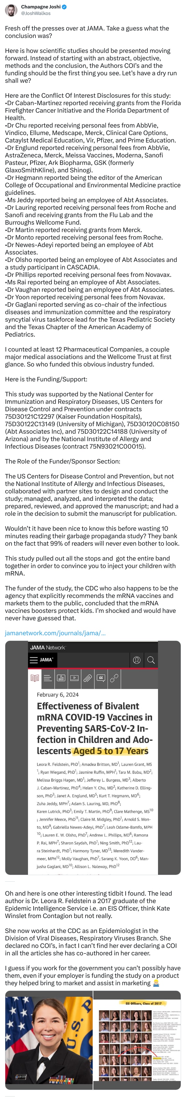 An X (Twitter) post from @JoshWalkos - Champagne Joshi