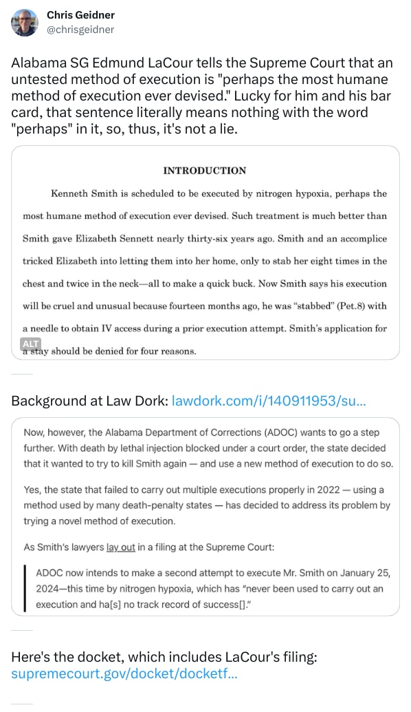 An X (Twitter) post from @chrisgeidner - Chris Geidner