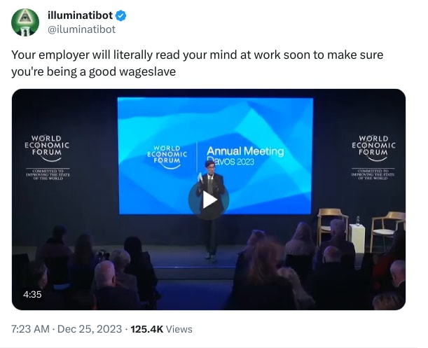 An X (Twitter) post from @iluminatibot - illuminatibot