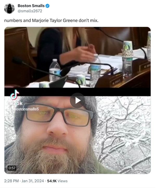 An X (Twitter) post from @smalls2672 - Boston Smalls