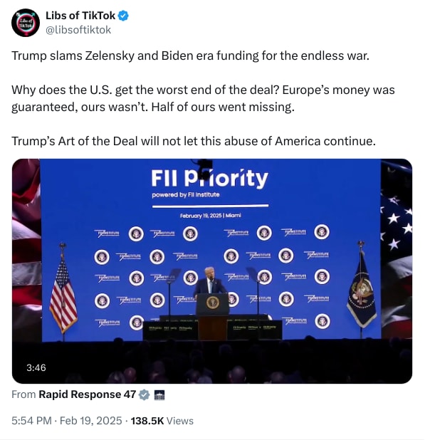 An X (Twitter) post from @libsoftiktok - Libs of TikTok