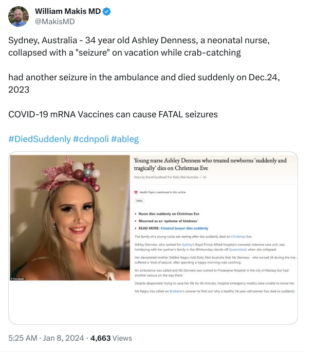 An X (Twitter) post from @MakisMD - William Makis MD