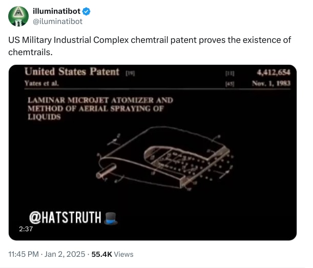 An X (Twitter) post from @iluminatibot - illuminatibot