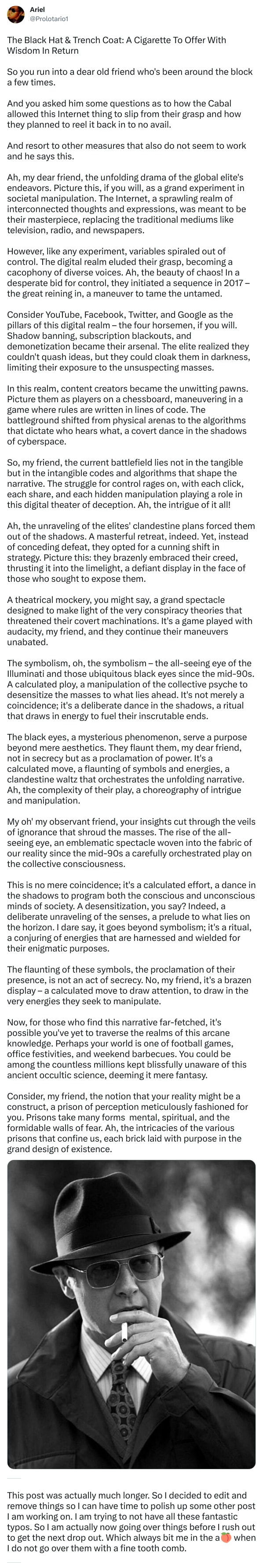 An X (Twitter) post from @Prolotario1 - Ariel