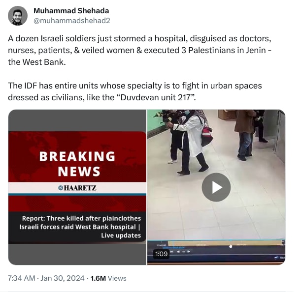 An X (Twitter) post from @muhammadshehad2 - Muhammad Shehada