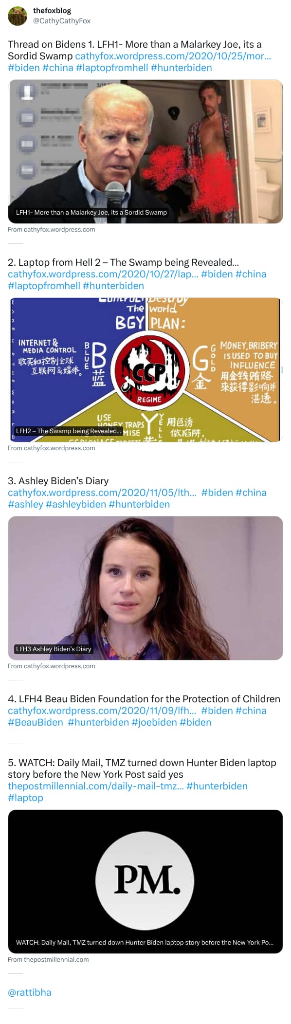 An X (Twitter) post from @CathyCathyFox - thefoxblog