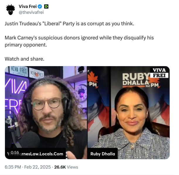 An X (Twitter) post from @thevivafrei - Viva Frei