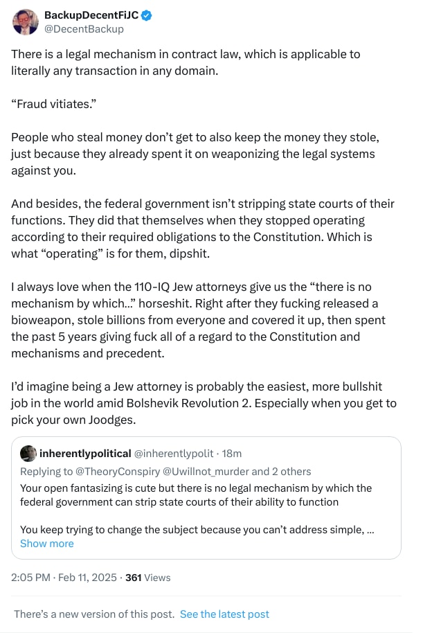 An X (Twitter) post from @DecentBackup - BackupDecentFiJC