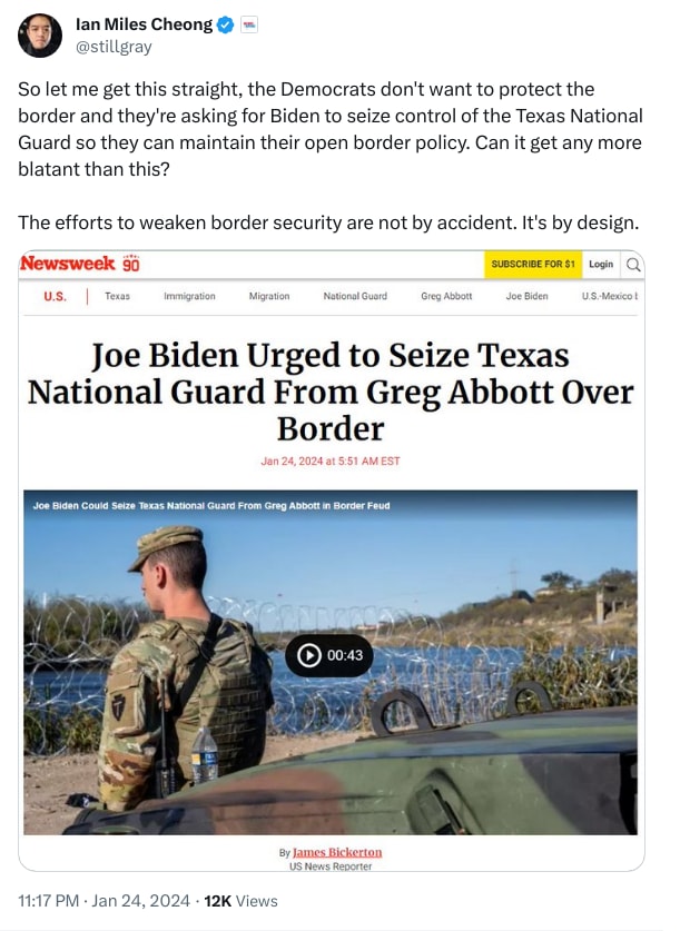 An X (Twitter) post from @stillgray - Ian Miles Cheong