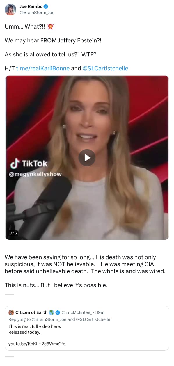 An X (Twitter) post from @BrainStorm_Joe - Joe Rambo