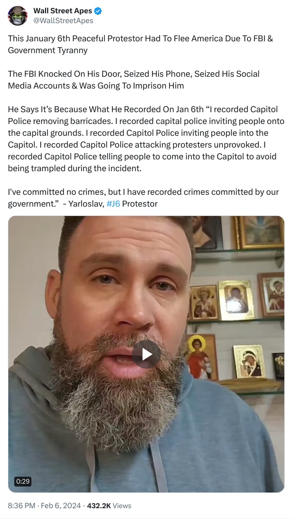 An X (Twitter) post from @WallStreetApes - Wall Street Apes