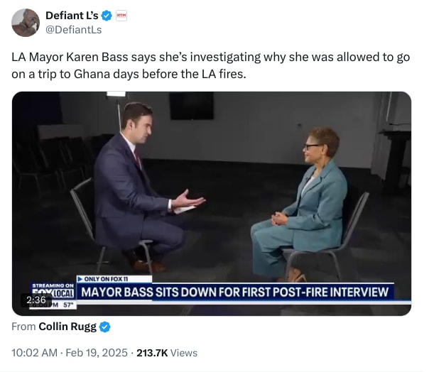 An X (Twitter) post from @DefiantLs - Defiant L’s