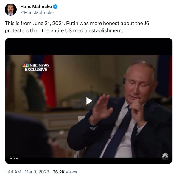 An X (Twitter) post from @HansMahncke - Hans Mahncke