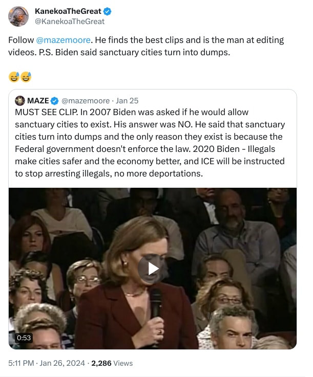 An X (Twitter) post from @KanekoaTheGreat - KanekoaTheGreat