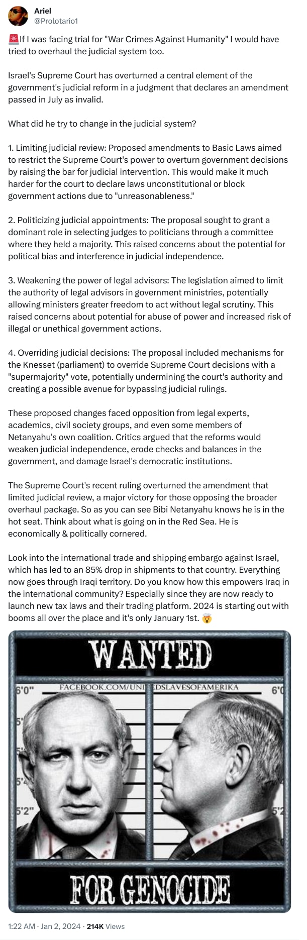 An X (Twitter) post from @Prolotario1 - Ariel