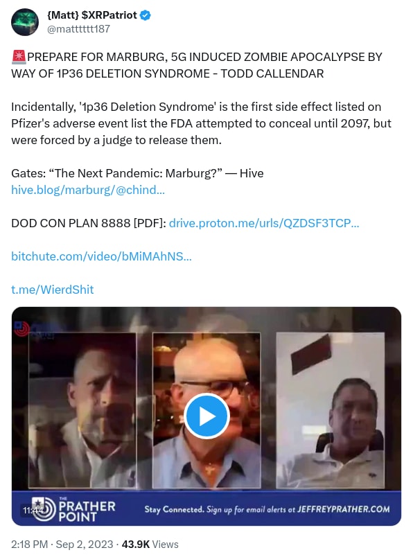 An X (Twitter) post from @matttttt187 - {Matt} $XRPatriot