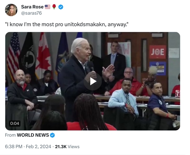 An X (Twitter) post from @saras76 - Sara Rose 🇺🇸🌹