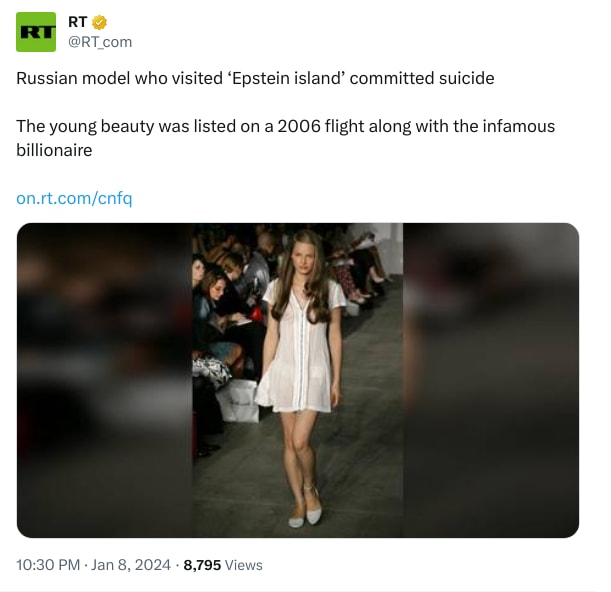 An X (Twitter) post from @RT_com - RT