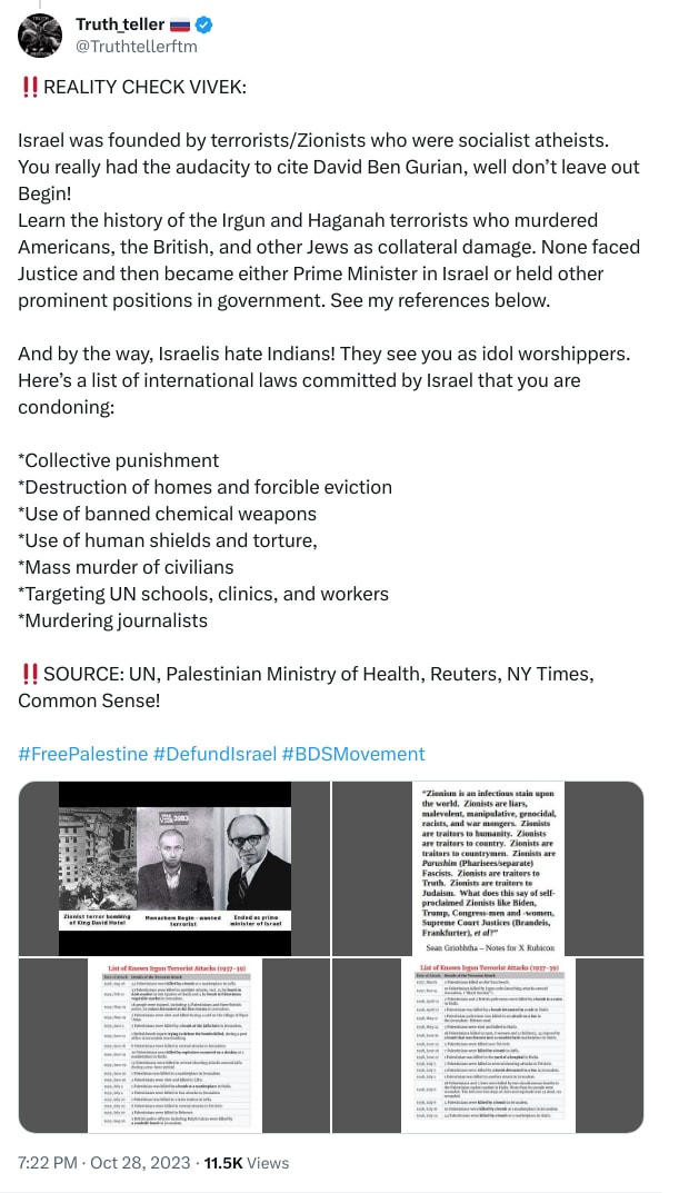 An X (Twitter) post from @Truthtellerftm - Truth_teller 🇷🇺