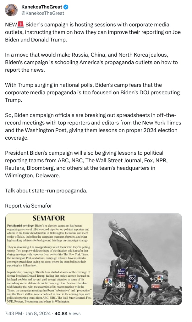 An X (Twitter) post from @KanekoaTheGreat - KanekoaTheGreat