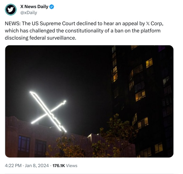 An X (Twitter) post from @xDaily - X News Daily