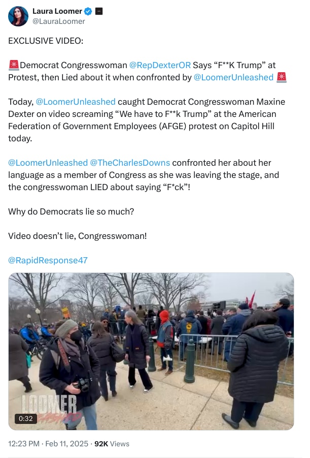 An X (Twitter) post from @LauraLoomer - Laura Loomer