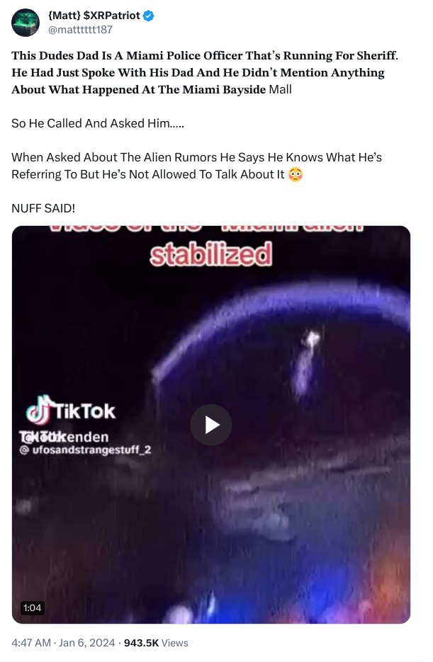 An X (Twitter) post from @matttttt187 - {Matt} $XRPatriot