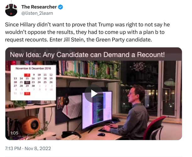 An X (Twitter) post from @listen_2learn - The Researcher