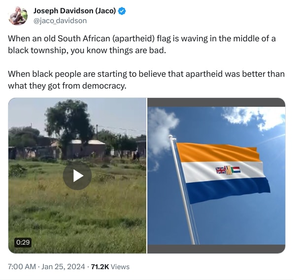 An X (Twitter) post from @jaco_davidson - Joseph Davidson (Jaco)