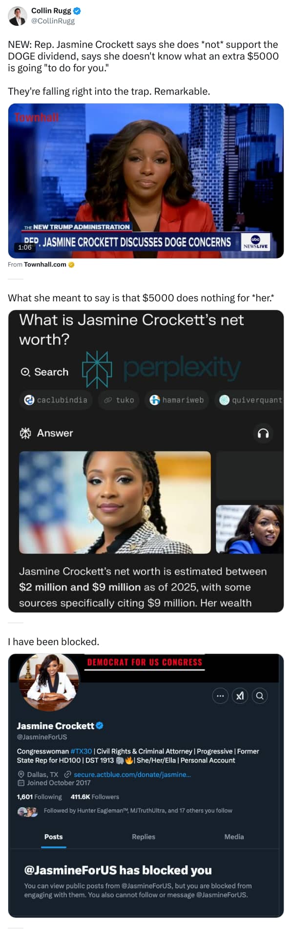 An X (Twitter) post from @CollinRugg - Collin Rugg