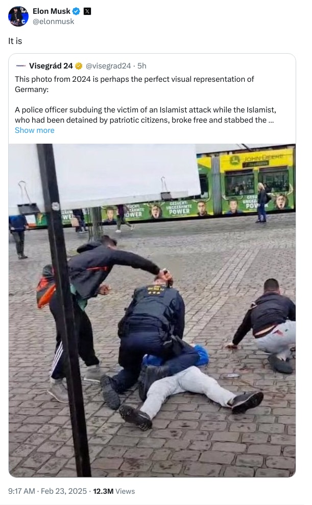 An X (Twitter) post from @elonmusk - Elon Musk