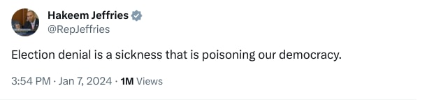 An X (Twitter) post from @RepJeffries - Hakeem Jeffries