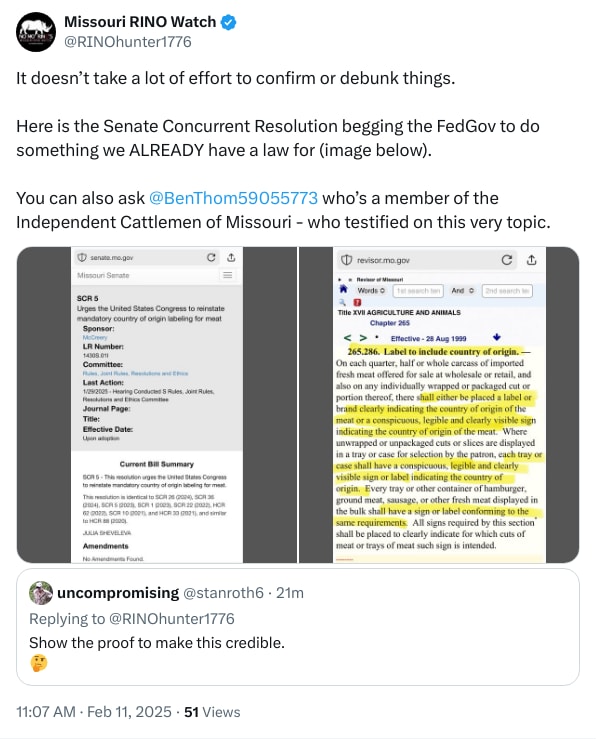 An X (Twitter) post from @RINOhunter1776 - Missouri RINO Watch