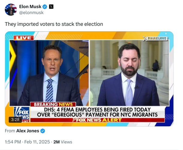 An X (Twitter) post from @elonmusk - Elon Musk