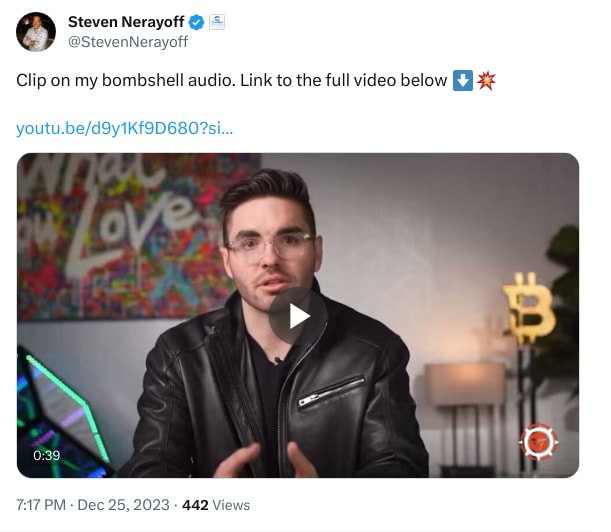 An X (Twitter) post from @StevenNerayoff - Steven Nerayoff