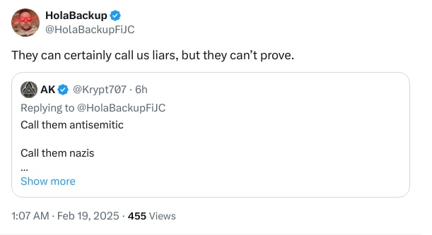 An X (Twitter) post from @HolaBackupFiJC - HolaBackup