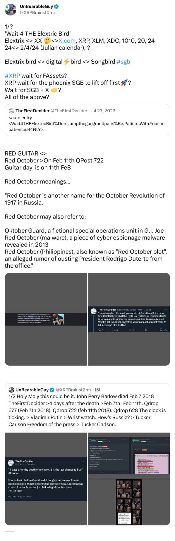 An X (Twitter) post from @XRPBrainst0rm - UnBearableGuy