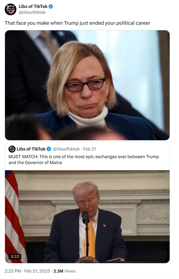 An X (Twitter) post from @libsoftiktok - Libs of TikTok