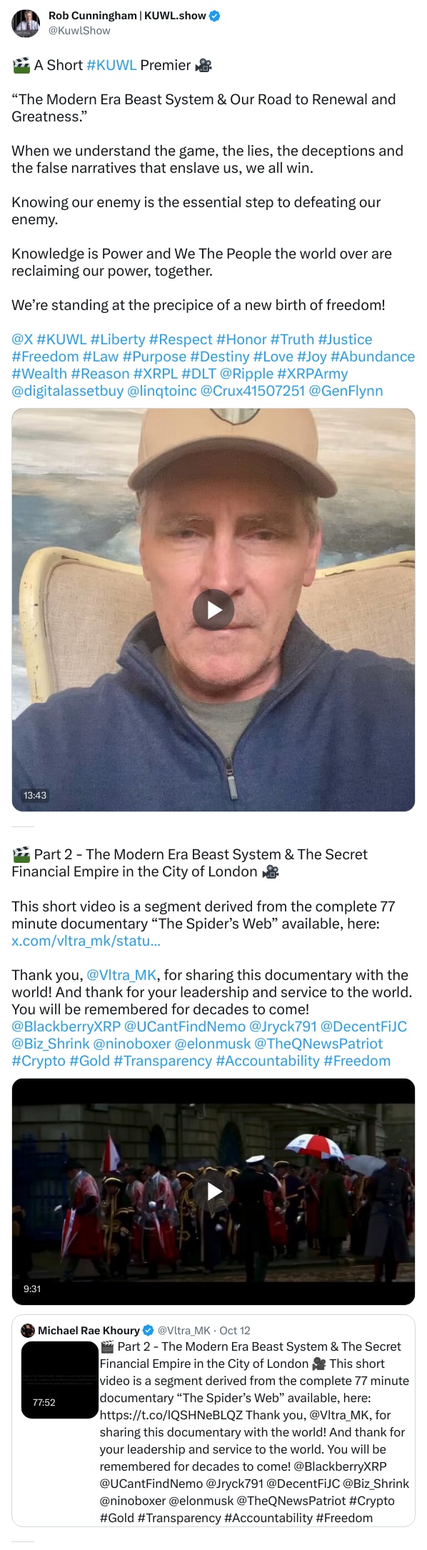 An X (Twitter) post from @KuwlShow - Rob Cunningham | KUWL.show