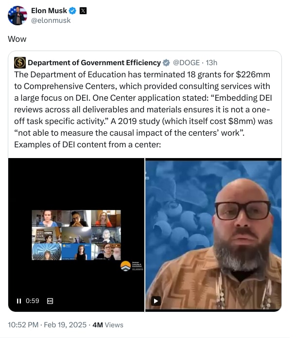 An X (Twitter) post from @elonmusk - Elon Musk