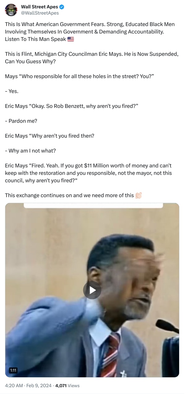 An X (Twitter) post from @WallStreetApes - Wall Street Apes