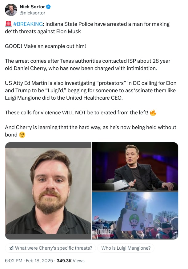 An X (Twitter) post from @nicksortor - Nick Sortor