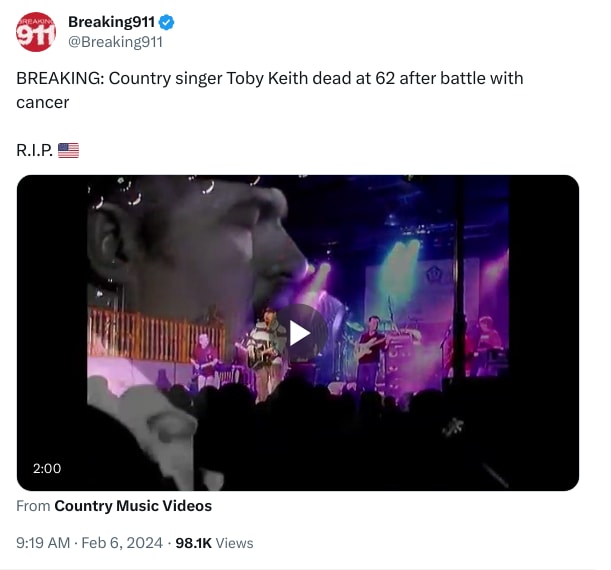 An X (Twitter) post from @Breaking911 - Breaking911
