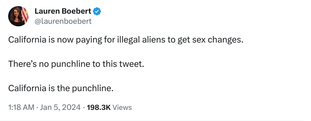 An X (Twitter) post from @laurenboebert - Lauren Boebert