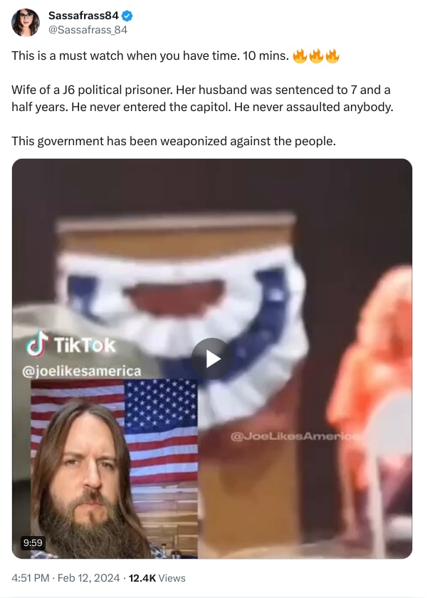 An X (Twitter) post from @Sassafrass_84 - Sassafrass84