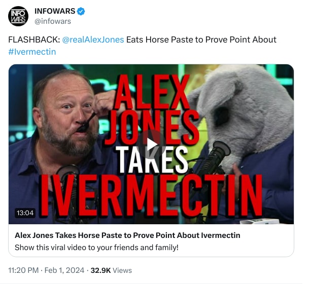 An X (Twitter) post from @infowars - INFOWARS