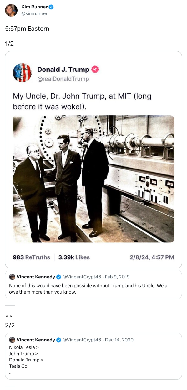 An X (Twitter) post from @kimrunner - Kim Runner