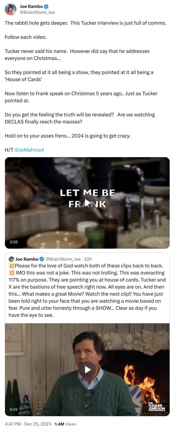 An X (Twitter) post from @BrainStorm_Joe - Joe Rambo